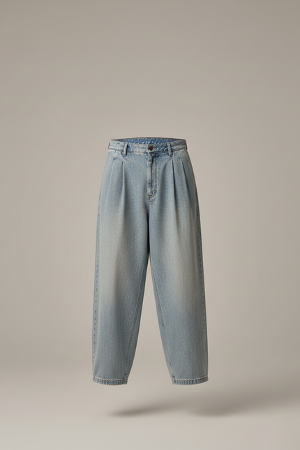 Pantalon Baggy Jean Clair Ample Plissé Unisexe - Bleu - vue 3