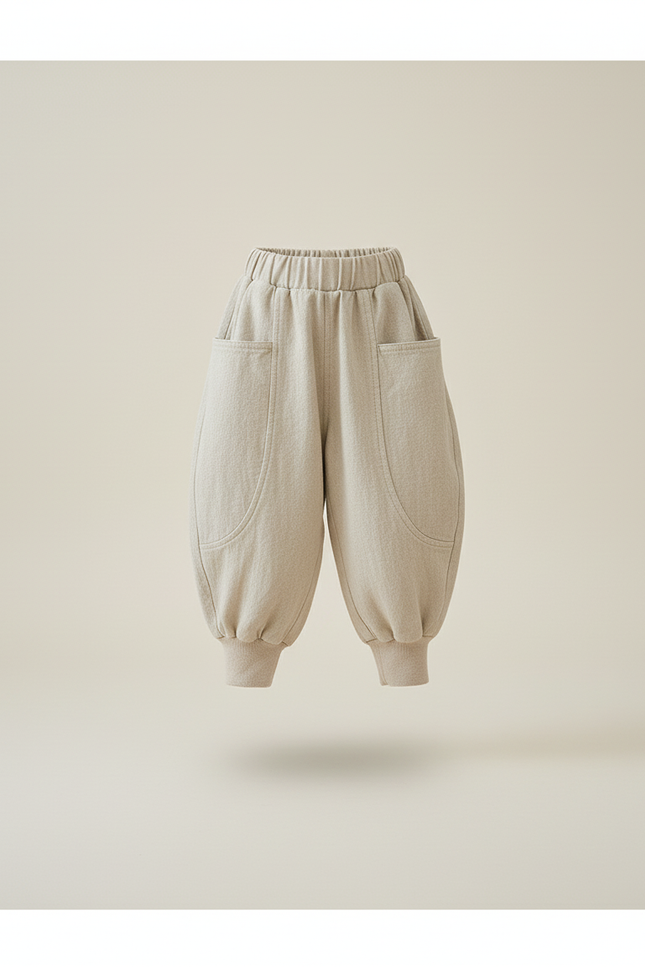 Pantalon Baggy Fille Beige Jogging - Molleton - vue 3