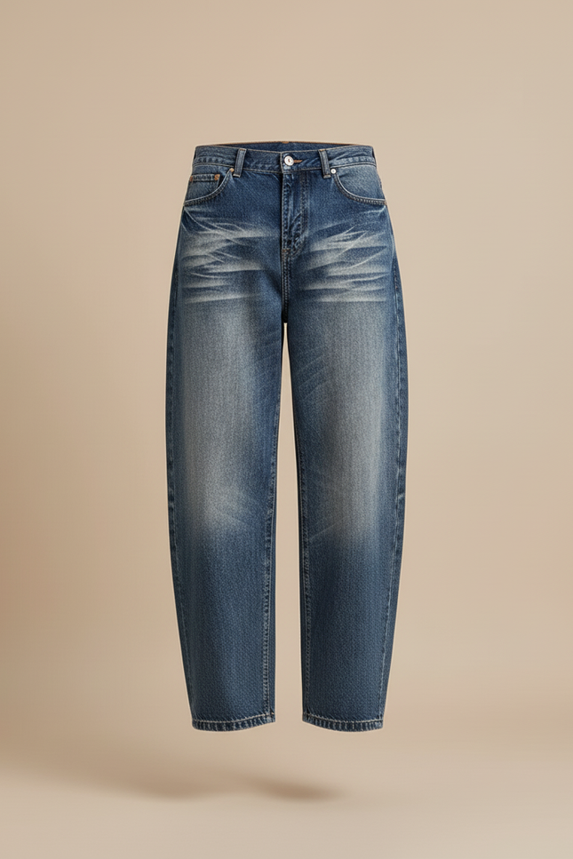Pantalon Baggy Jean Bleu Délavé Ample Décontracté Homme - vue 3