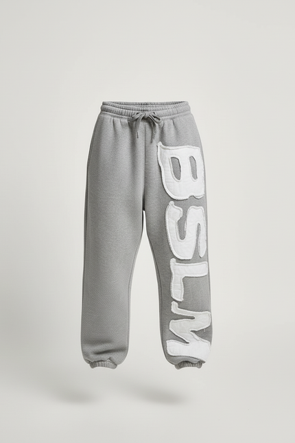 Pantalon Baggy Gris Ample Lettré Décontracté Coton Enfant - Molleton - vue 3