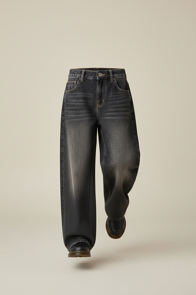 Pantalon Baggy Noir Denim Large Ample Fille - Jean - vue 3