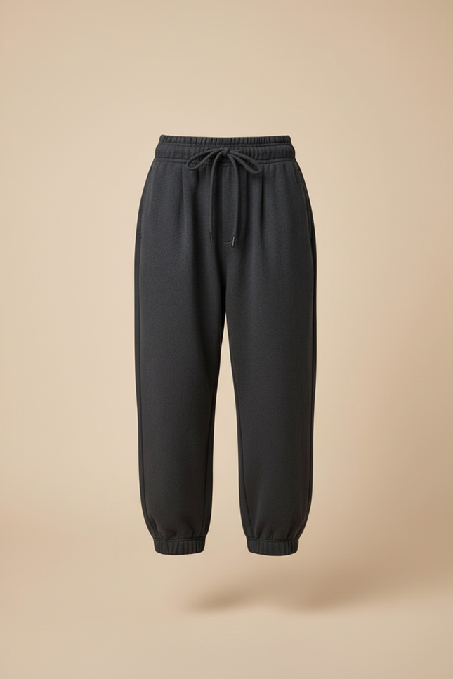 Pantalon Baggy Gris Foncé Cordon Coton Décontracté Unisexe - Molleton - vue 3