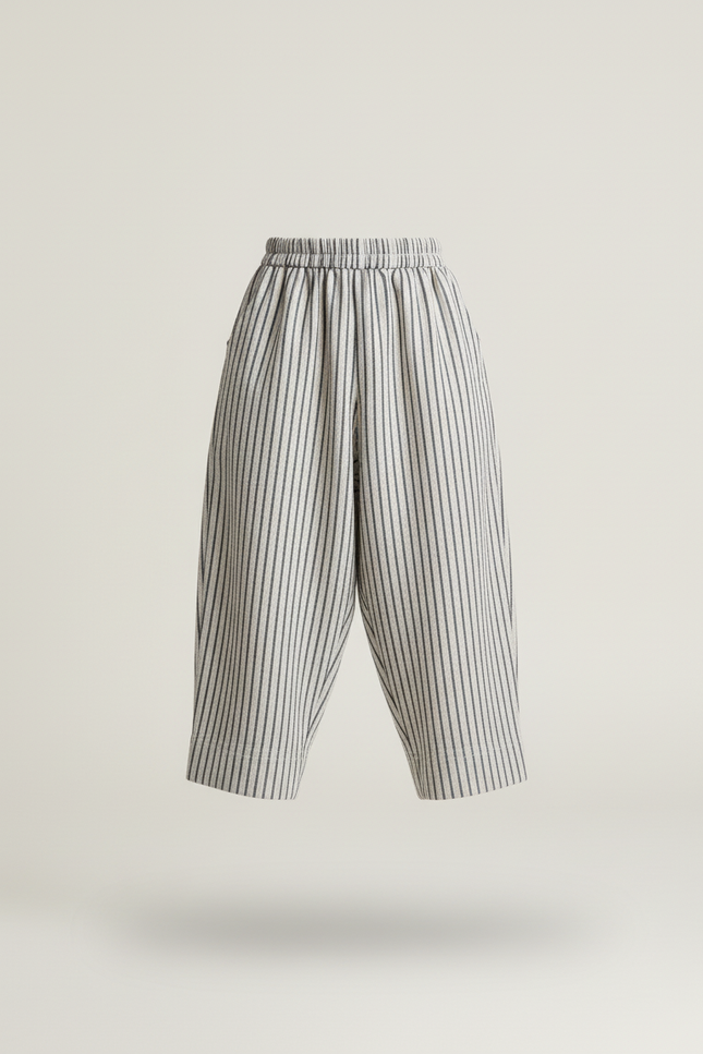 Pantalon Baggy Lin Coton Rayé Ample Enfant Décontracté - Imprimé - vue 3