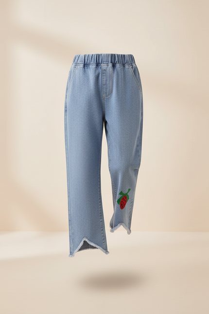 Pantalon Baggy Jean Bleu Fraise Ample Fille - vue 3