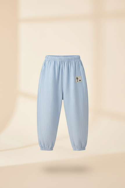 Pantalon Baggy Bleu Ciel Lin Ample Décontracté Enfant - vue 3