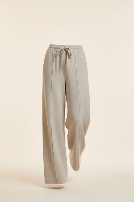 Pantalon Baggy Beige Laine Ample Tricoté Décontracté - vue 3