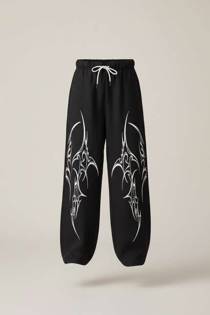 Pantalon Baggy Noir Ample Imprimé Tribal Enfant - Molleton - vue 3