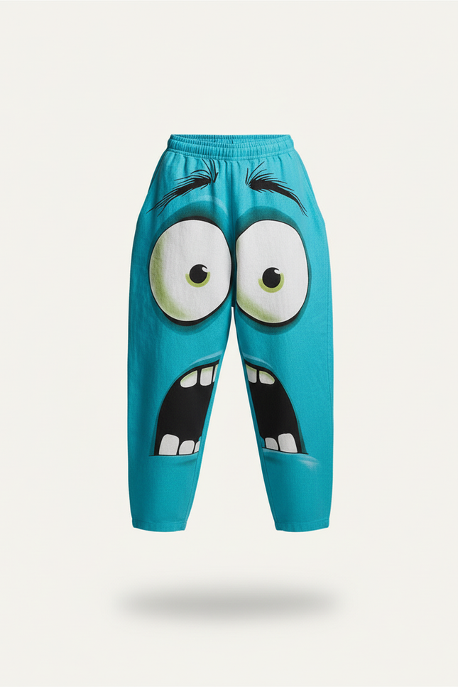 Pantalon Baggy Bleu Monstre Ample Décontracté Enfant - Lin - vue 3