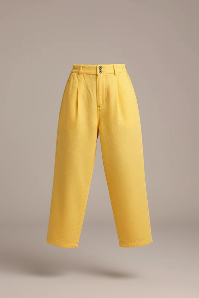 Pantalon Baggy Jaune Ample Coton Décontracté Enfant - vue 3