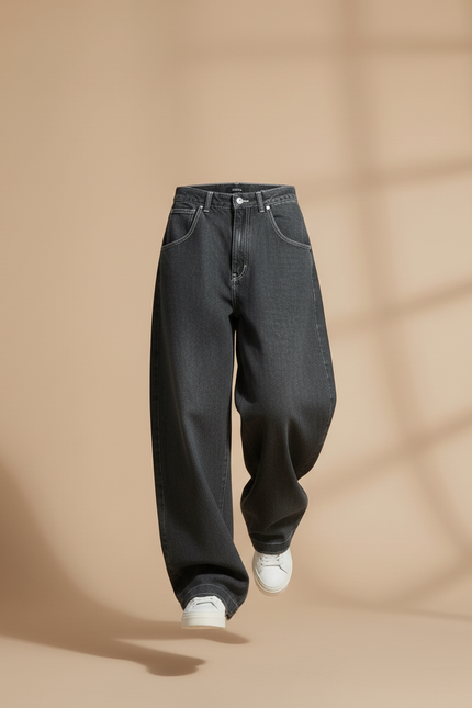 Pantalon Baggy Noir Denim Ample Décontracté Femme - Jean - vue 3