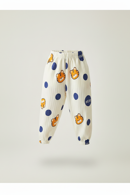 Pantalon Baggy Blanc Coton Imprimé Tigre Décontracté Enfant - Cordé - vue 3