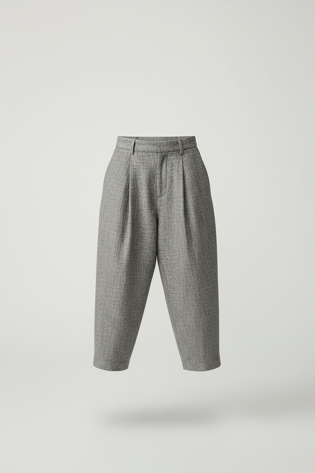 Pantalon Baggy Gris Ample Texturé Plissé Enfant - Tweed - vue 3
