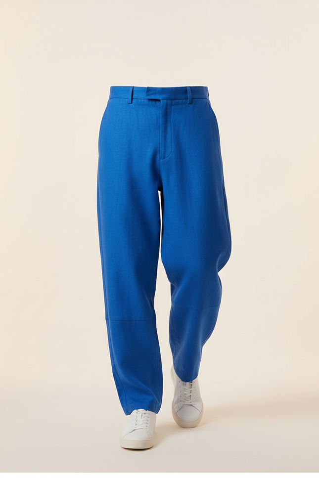Pantalon Baggy Bleu Roi Lin Ample Décontracté Homme - vue 3