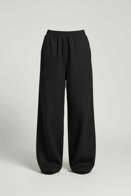 Pantaloni Tuta Baggy Donna - Noir Molleton - vue 3