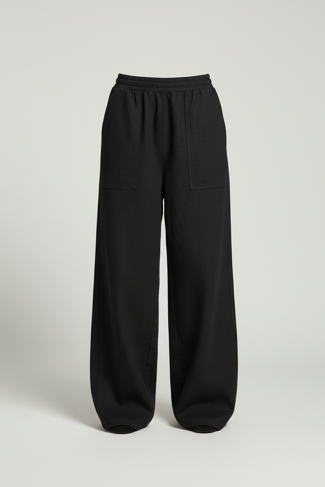 Pantaloni Tuta Baggy Donna - Noir Molleton - vue 3