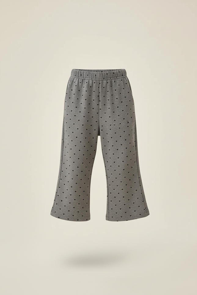 Pantalon Baggy Gris Cœurs Noirs Ample Enfant - Molleton - vue 3