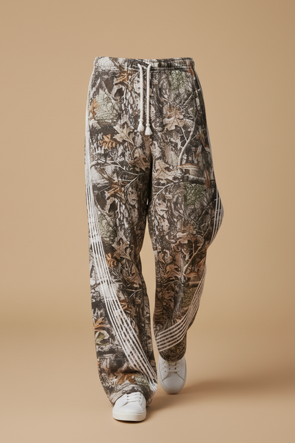 Pantalon Baggy Camouflage Ample Cordon Rayures - Imprimé Molleton - vue 3
