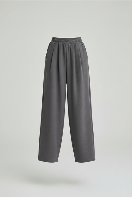 Pantalon Baggy Gris Fluide Ample Taille Haute Femme - Viscose - vue 3