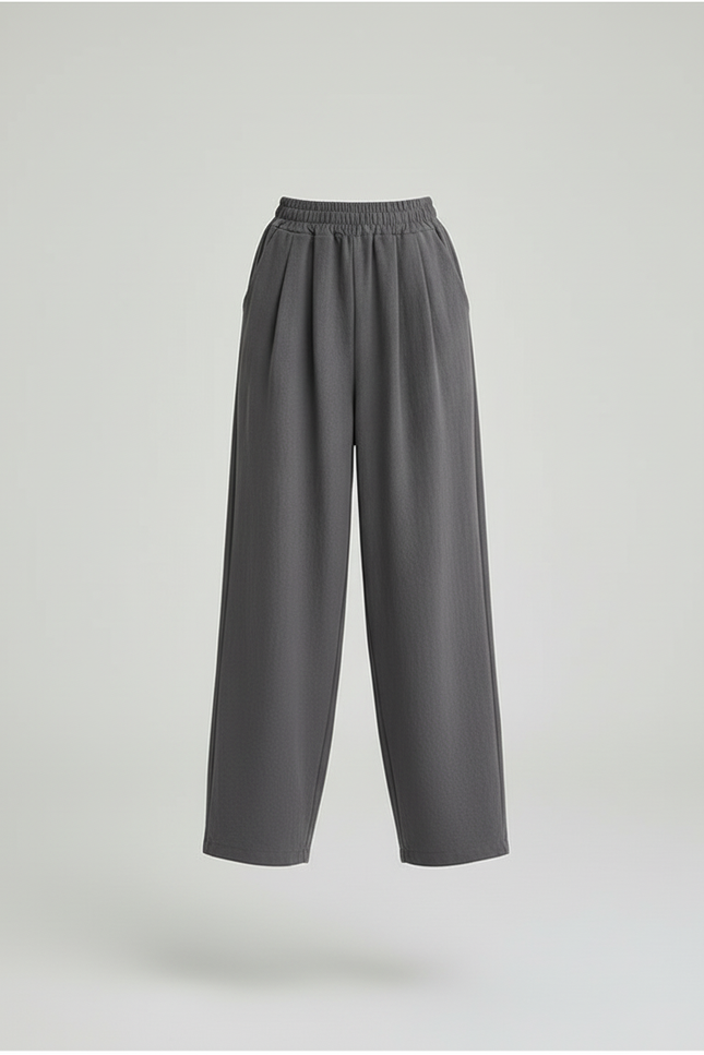 Pantalon Baggy Gris Fluide Ample Taille Haute Femme - Viscose - vue 3