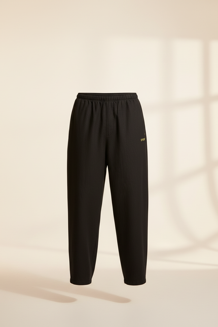 Pantalon Baggy Noir Lin Décontracté Ample Homme - vue 3