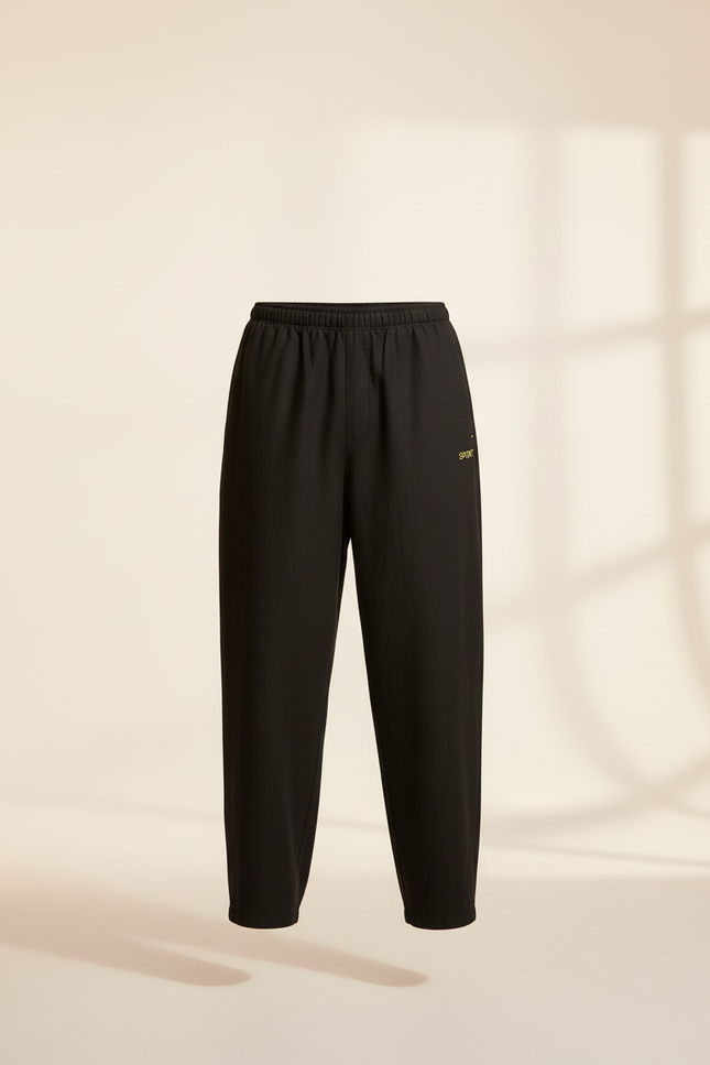 Pantalon Baggy Noir Lin Décontracté Ample Homme - vue 3