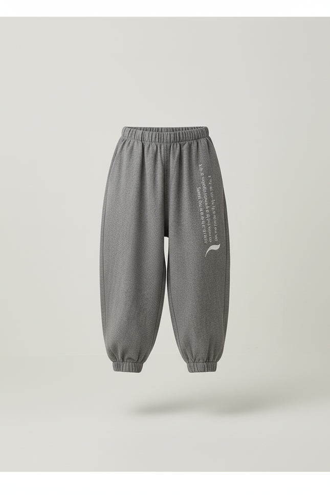 Pantalon Baggy Gris Coton Molleton Ample Enfant - vue 3