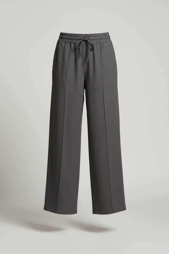 Pantalon Baggy Gris Anthracite Fluide Décontracté Cordon - Viscose - vue 3