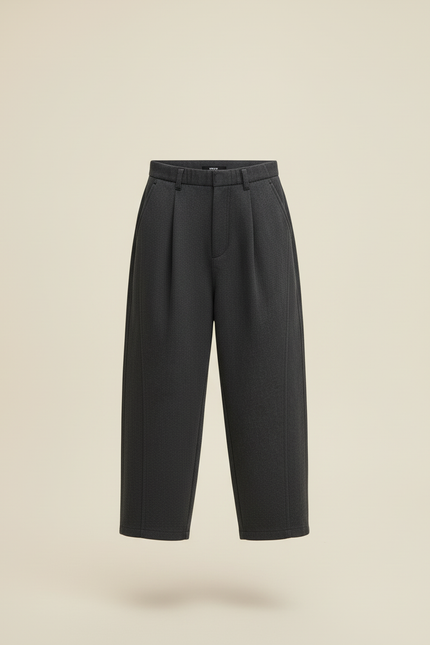 Pantalon Baggy Gris Foncé Plissé Ample Garçon - Laine - vue 3