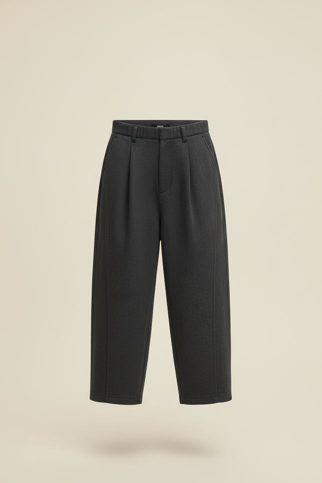 Pantalon Baggy Gris Foncé Plissé Ample Garçon - Laine - vue 3