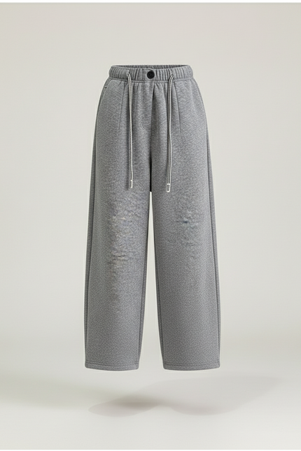 Pantalon Baggy Gris Molleton Cordon Ample Confortable - vue 3