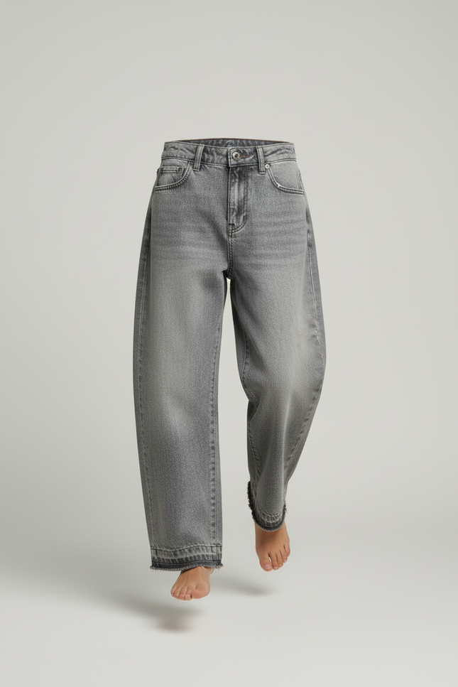 Pantalon Baggy Gris Clair Ample Décontracté - Jean - vue 3