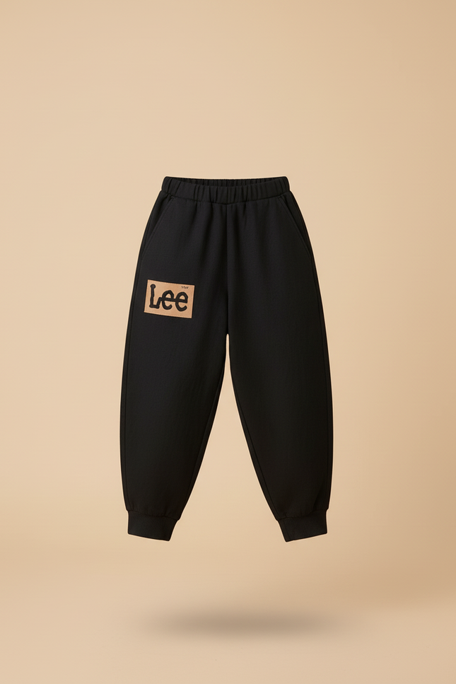 Pantalon Baggy Noir Ample Logo Enfant Coton - Molleton - vue 3