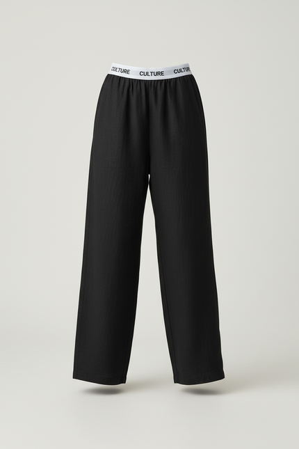 Pantalon Baggy Noir Ample Confortable CULTURE Femme - Lin - vue 3