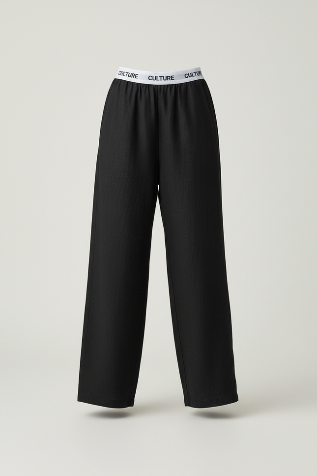 Pantalon Baggy Noir Ample Confortable CULTURE Femme - Lin - vue 3