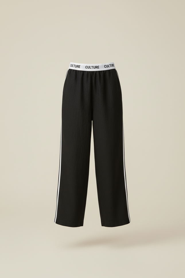 Pantalon Baggy Noir Ample Rayures Blanches Confortable - Viscose - vue 3