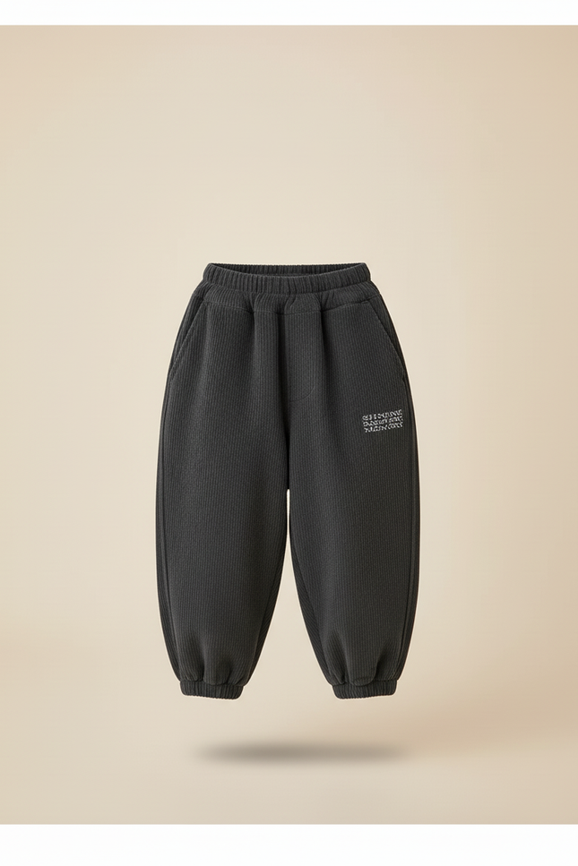 Pantalon Baggy Velours Côtelé Gris Ample Enfant Décontracté - Cordé - vue 3