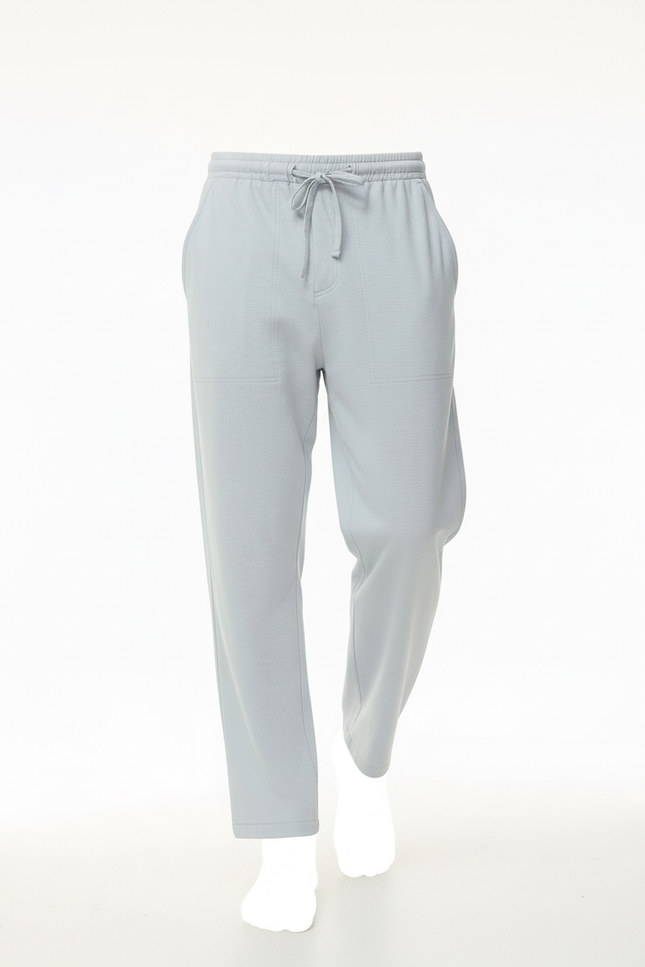 Pantalon Baggy Bleu Ciel Coton Ample Cordon Décontracté - Maille - vue 3