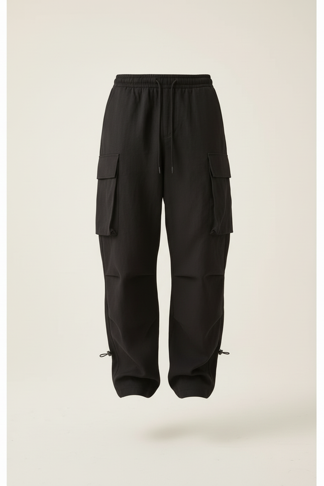 Pantalon Baggy Noir Ample Cargo Homme Décontracté - Polyester - vue 3