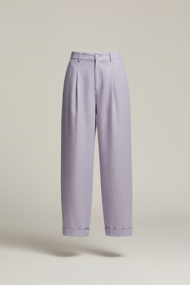 Pantalon Baggy Lavande Ample Plissé Décontracté - Violet Lin - vue 3