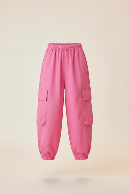 Pantalon Baggy Rose Cargo Ample Confortable Fille - Polyester - vue 3