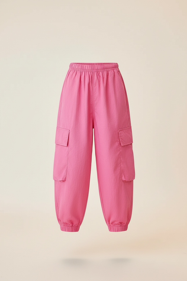 Pantalon Baggy Rose Cargo Ample Confortable Fille - Polyester - vue 3