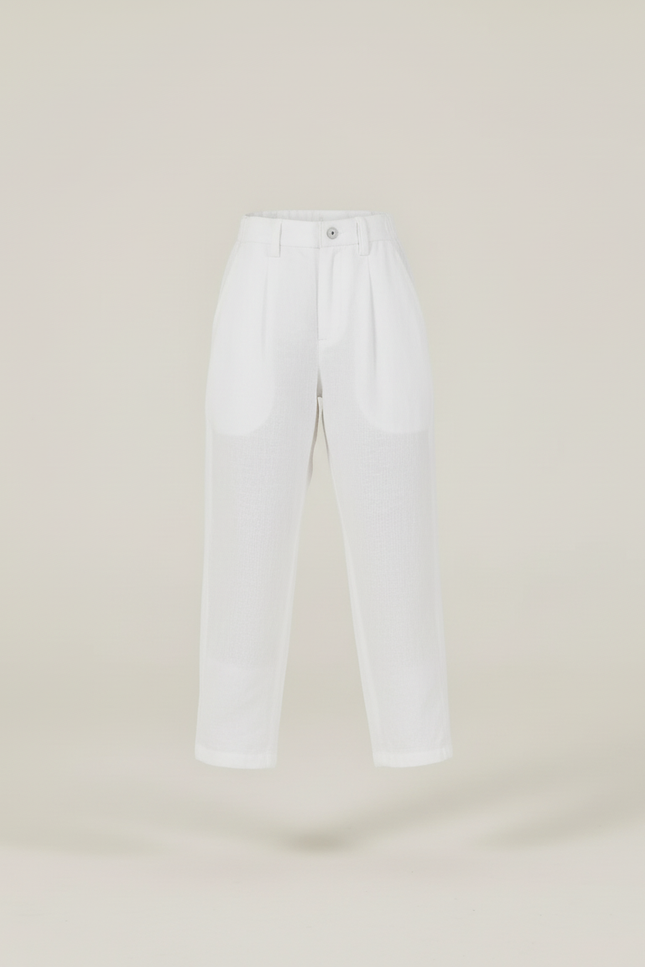 Pantalon Baggy Blanc Lin Bretelles Ample Enfant - vue 3