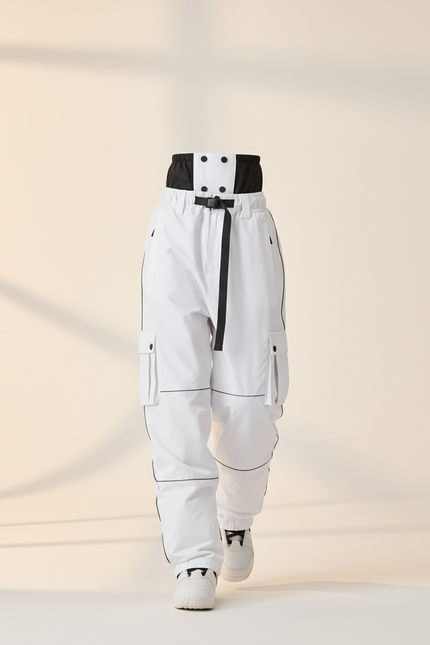 Pantalon Baggy Blanc Noir Imperméable Ski Unisexe - Polyester - vue 3