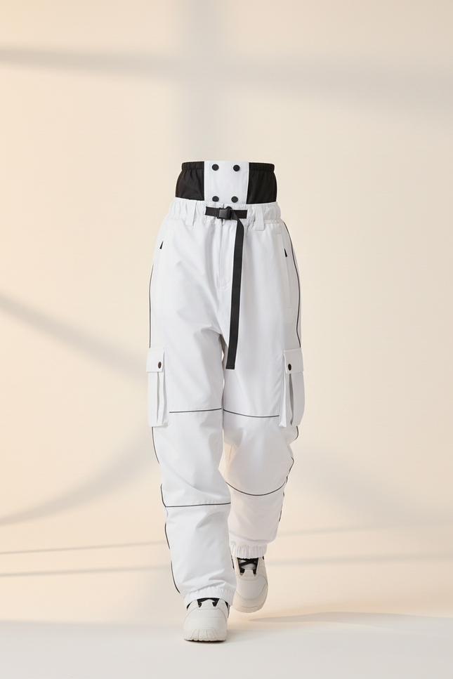 Pantalon Baggy Blanc Noir Imperméable Ski Unisexe - Polyester - vue 3
