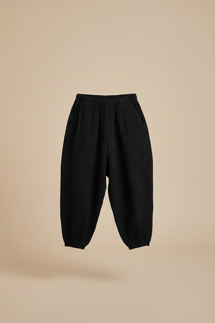 Pantalon Baggy Noir Ample Coton Enfant Confortable - vue 3