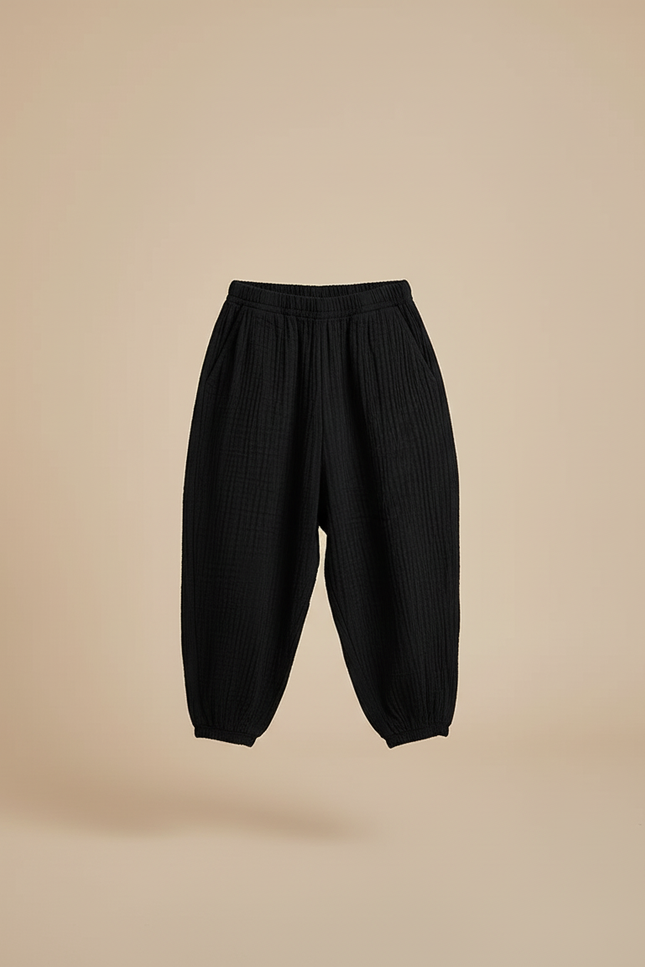 Pantalon Baggy Noir Ample Coton Enfant Confortable - vue 3