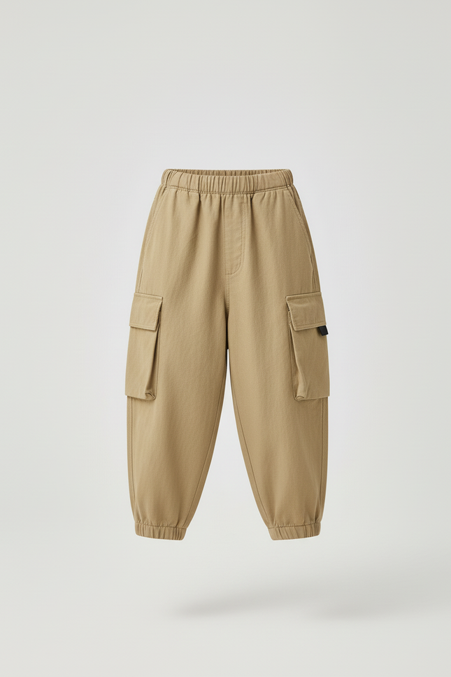 Pantalon Baggy Kaki Cargo Ample Coton Casual Garçon - vue 3
