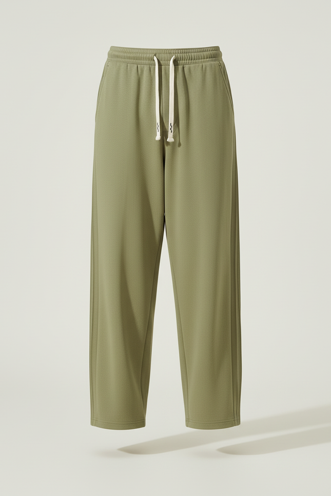 Pantalon Baggy Vert Olive Coton Uni Ample Décontracté Homme - Molleton - vue 3