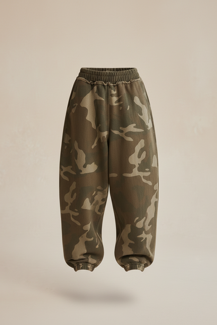 Pantalon Baggy Camouflage Vert Ample Décontracté Coton - Molleton - vue 3