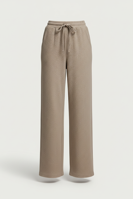 Pantalon Baggy Beige Côtelé Ample Décontracté Cordon - Maille - vue 3